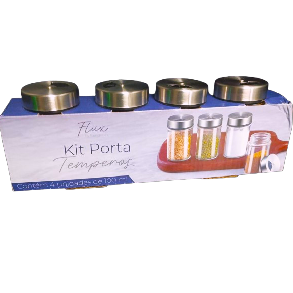 PORTA CONDIMENTOS VIDRO 100ml c/ 4 un