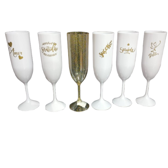 TACA CHAMPANHE BRANCA PERSONALIZADA 180ml