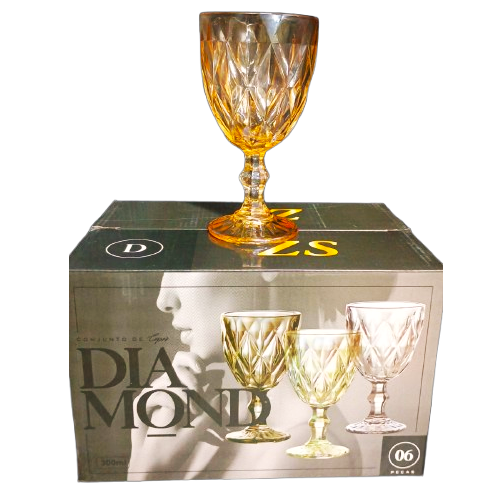 TACA DIAMOND DOURADA 300ml C/6un
