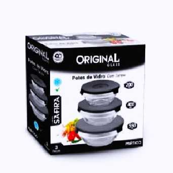 KIT 3 POTES VIDRO C/ TAMPA 200/400/550ml GL8000