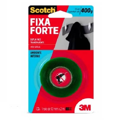 FITA FIXA FORTE TRANSP 12mmX2m 3M